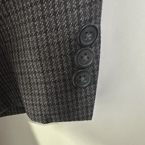 Linea Uomo Men’s Blazer Jacket 46R Wool Blend Black Gray Micro Check Sport Coat - Picture 4 of 9